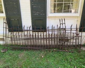 4 pieces of original Victorian wrought iron fencing. 100-150 years old. Sold as one lot.
