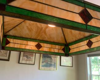 large square stained glass light fixture