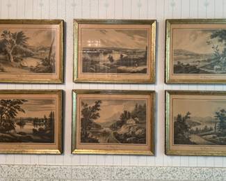 Framed vintage The Hudson River prints