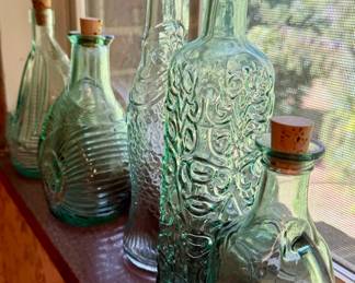 Green glass bottles