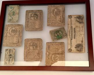 Colonial American paper money (reverse side)