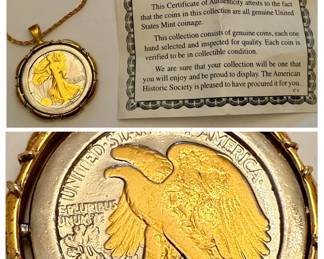 American History Society "Walking Liberty" Half Dollar pendant