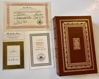 Easton Press leather-bound autographed edition of "Death of a Salesman" by Arthur Miller with COA