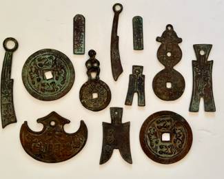 Antique Chinese coin and knives
