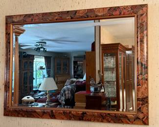 Large floral framed wall mirror