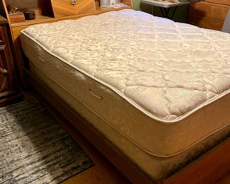 MCM Walnut Veneer Bedroom Suite with Full Size Bed and 2 Dressers