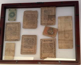 Colonial American paper money, also known as Continental Currency