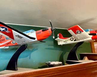 North American T-28 B and Beech T-34 C Mentor model planes