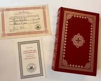 Easton Press leather-bound autographed edition of "I Know Why the Caged Bird Sings" by Maya Angelou with COA