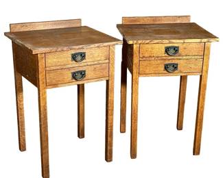 PAIR STICKLEY FURNITURE MISSION BEDSIDE TABLES
