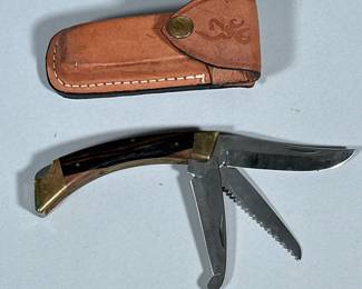 Vintage Browning Pocket Knife And Case

