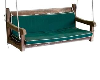 OUTDOOR SWINGING TEAK WOOD BENCH

