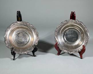 (2pc) PAIR SILVER PLATE BOWLS
