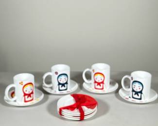 (9pc) “Swiss Miss” Coco Mugs And Saucers
