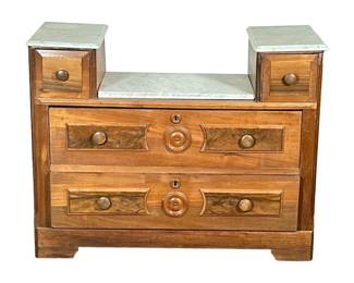 ANTIQUE VICTORIAN MARBLE TOP VANITY DRESSER DRY SINK
