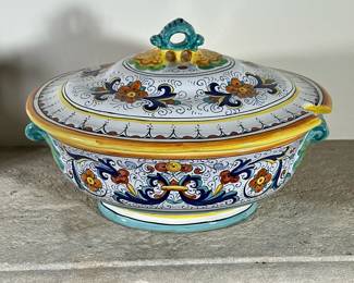 Large Italian Faience Pottery Tureen
