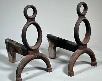 (2pc) PAIR CAST IRON ANDIRONS
