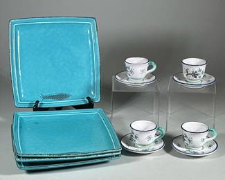 (12pc) Ceramic Plates And Teacups From Portugal
