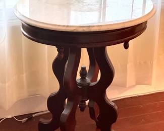 Victorian Style Marble Topped End Table
