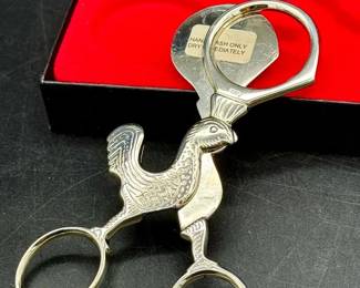 Williams Sonoma Nickel Rooster Design Egg Topper Cutte
