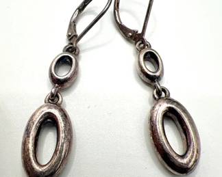 Sterling Silver Drop Earrings Stamped 925
