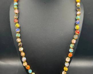 Murano Art Glass Beads Jewelry Necklace with Ultraviolet Glow

