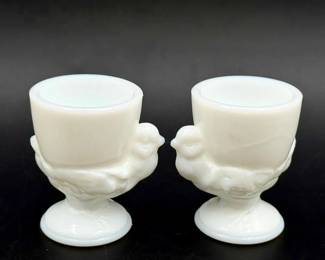(2) Vintage Milk Glass Egg Cups
