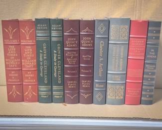 (9) Leather Bound Presidential Biography Books
