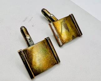 14K Gold & 925 Sterling Silver Stamped Cuff Links
