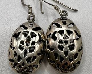 Sterling Silver Filigree Dangle Earrings — Jewelry Stamped 925
