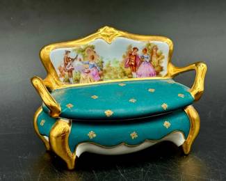 Limoges Porcelain Sofa Trinket Box

