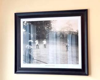 1913 U.S. Open Golf Photography Print
The image depicts a moment from the playoff round of the 1913 U.S. Open golf tournament, featuring Francis Ouimet, Harry Vardon, and Ted Ray on the green