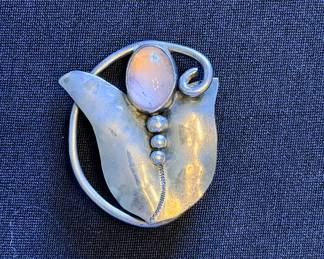 Georg Jensen syle brooch with moonstone