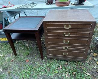 Leather top side table