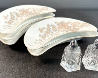 Bone dishes, salt and pepper set