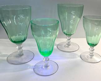 Green glass goblets