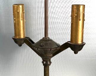 Art Deco cast iron candlelabra table lamp