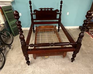 Antique bed with rope trundle