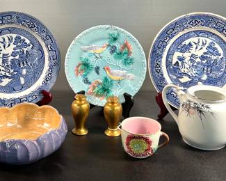 Magnolia plate, Blue Willow, Etc