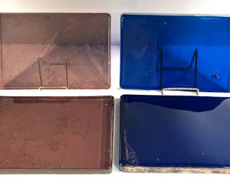 Blenko glass tiles- 10 mauve, 2 cobalt blue
