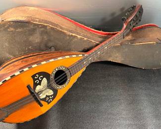 Antique bowl back mandolin with case