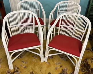 Four white Rattan chairs