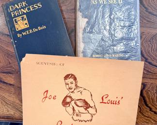 "Dark Princess" by WEB DuBois (1st Ed); "As We See You" by Robert Lewis Waring; Souvenir photo from Joe Louis' Restaurant