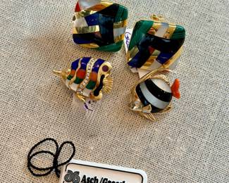 Asch Grossbardt gold and enamel brooches and earrings