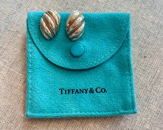 Tiffany mixed metal "shrimp" (shell twist rope dome) earrings