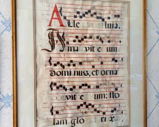 Framed Antiphonal Music Sheet