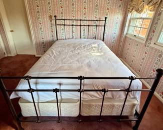 Charles P Rogers style iron and brass bed frame.