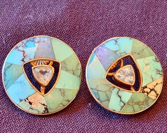 Sterling and 18K gold earrings.  Signed