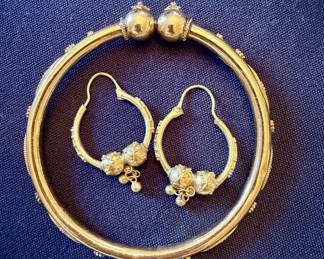 18K bracelet and earrings