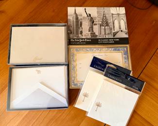 Crane stationery, invitations and place cards, NY postcards